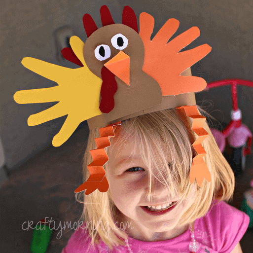 hand print turkey hat