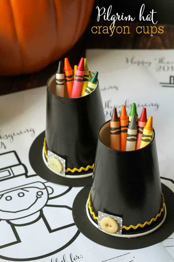 pilgrim hat crayon cups