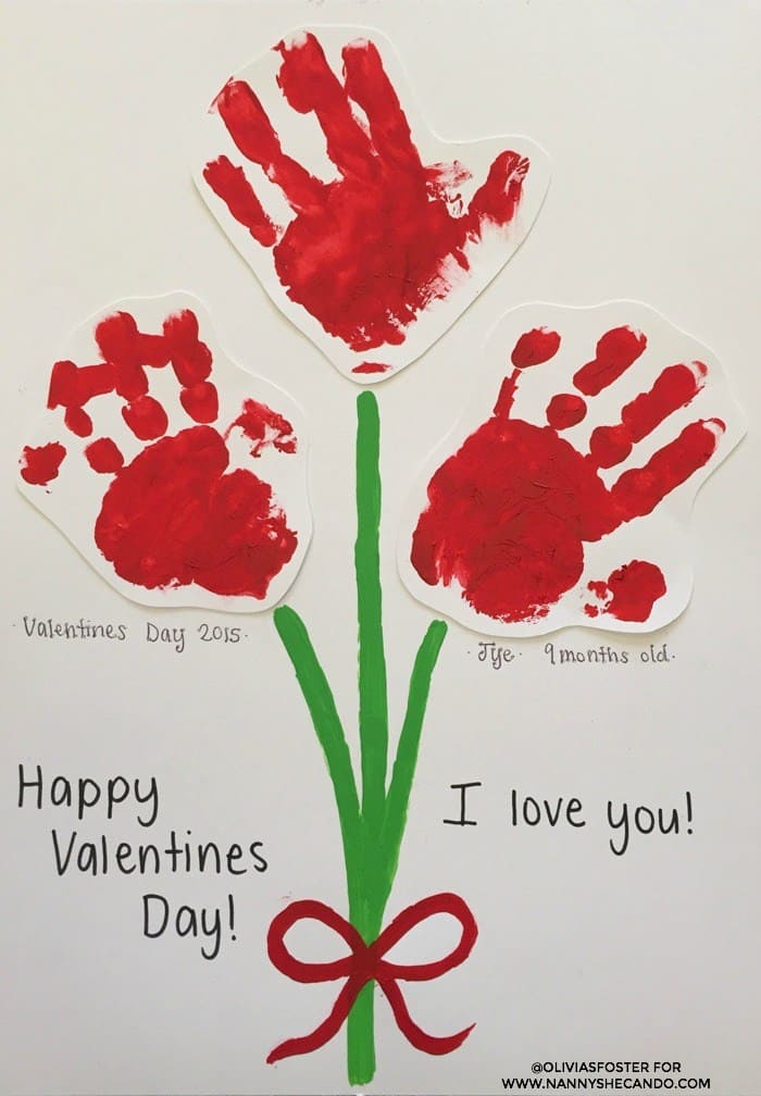 Handprint valentines flowers