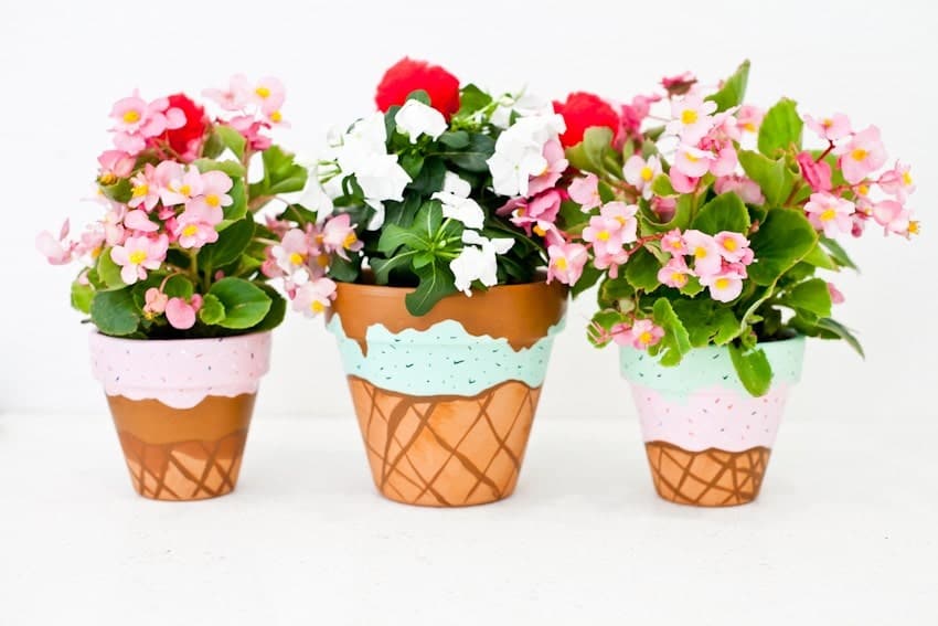 IceCreamFlowerPot, paint clay pots