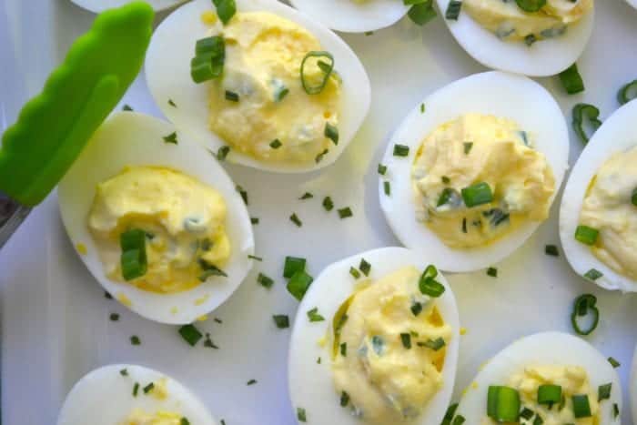 sour cream and onion deviled egg