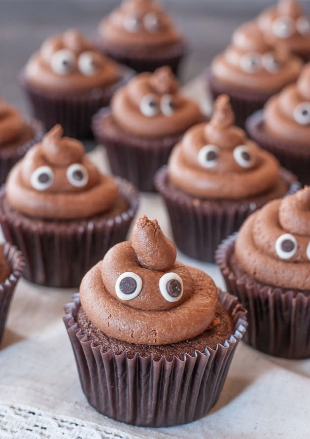 Poop emoji cupcakes